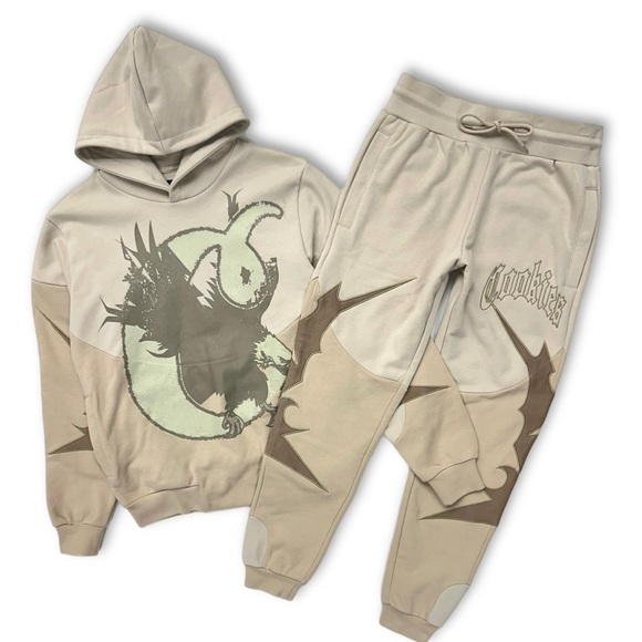 Cream and Brown Sweatshirts Casual Streetwear